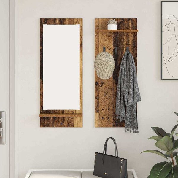 Fali Kabáthorog polcokkal Öreg fa 70 x 10 x 90 cm Faanyag