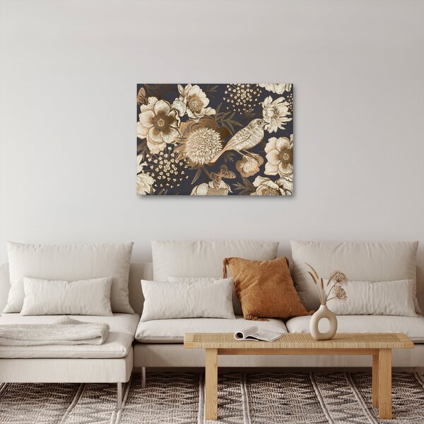 Sötét alapon arany virágok képe (70x50 cm)