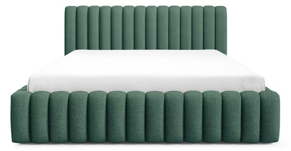 BLISS egyszemélyes kárpitozott ágyneműtartós ágy 120x200 - zöld