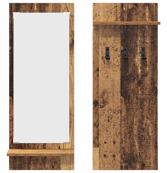 Fali Kabáthorog polcokkal Öreg fa 70 x 10 x 90 cm Faanyag