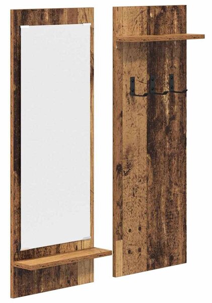Fali Kabáthorog polcokkal Öreg fa 70 x 10 x 90 cm Faanyag