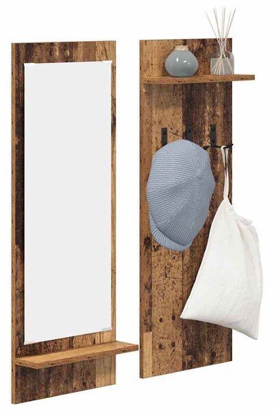 Fali Kabáthorog polcokkal Öreg fa 70 x 10 x 90 cm Faanyag