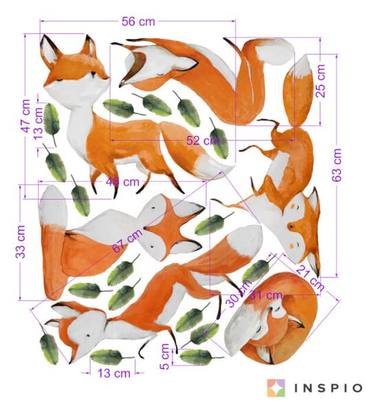 INSPIO - átragasztható textil matrica - Falmatricák - Rókák