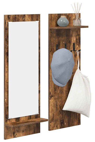 Fali Kabáthorog polcokkal Füstölt tölgy 70 x 10 x 90 cm Faanyag