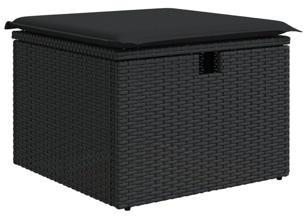 Kerti Kanapé Szett párnával tárolóval 4 pcs Fekete Poli rattan