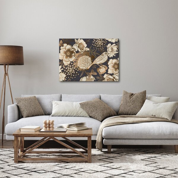 Sötét alapon arany virágok képe (70x50 cm)