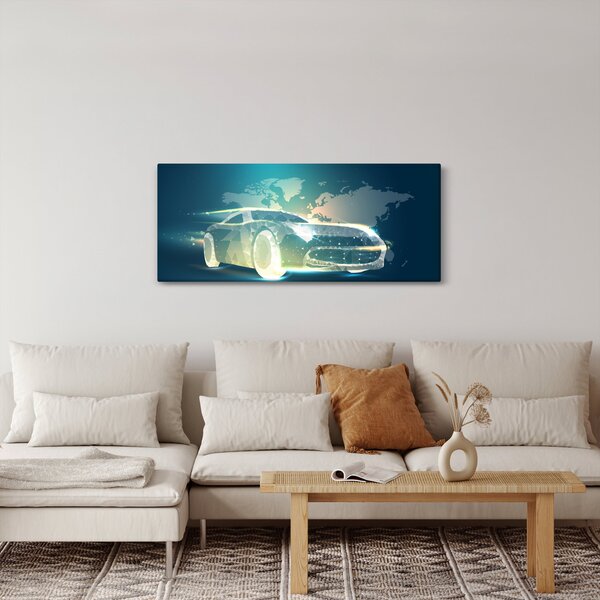 Geometriai formákból készült autó képe (120x50 cm)