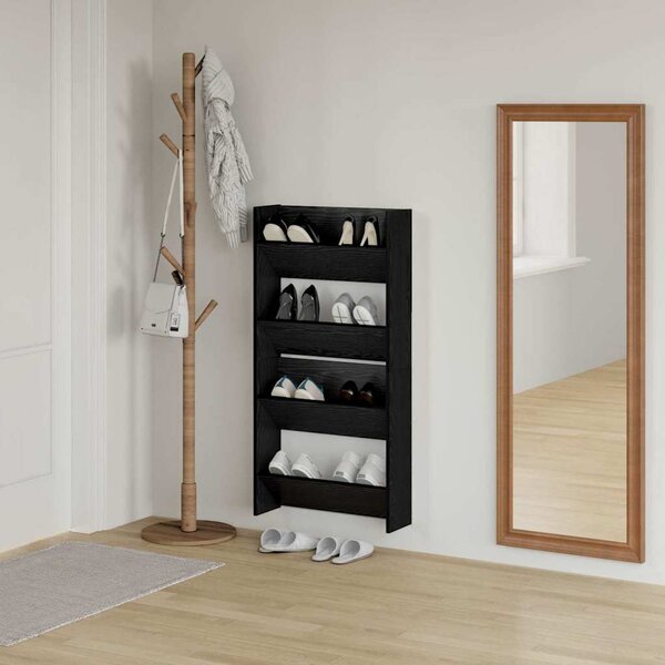 Cipőszekrény 2 pcs Fekete tölgy 60 x 18 x 60 cm Faanyag