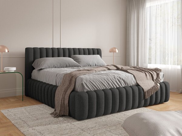 BLISS egyszemélyes kárpitozott ágyneműtartós ágy 120x200 - fekete