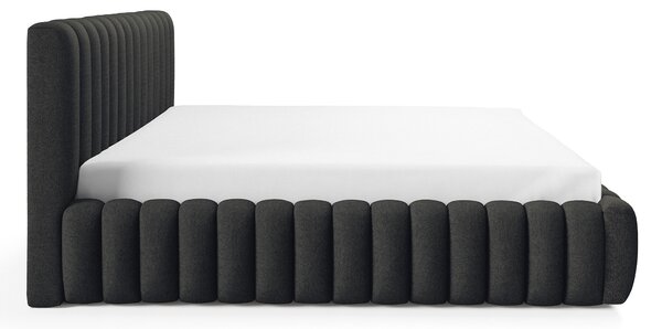 BLISS egyszemélyes kárpitozott ágyneműtartós ágy 120x200 - fekete
