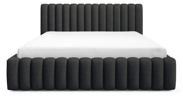BLISS egyszemélyes kárpitozott ágyneműtartós ágy 120x200 - fekete