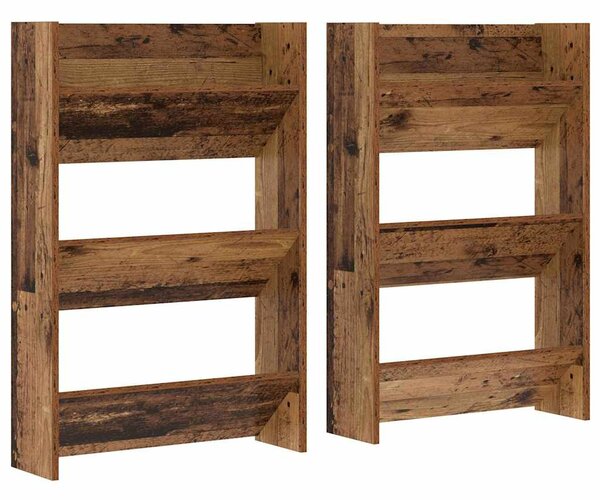 Cipőszekrény polcokkal 2 pcs Öreg fa 60 x 18 x 90 cm Faanyag