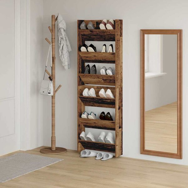 Cipőszekrény polcokkal 2 pcs Öreg fa 60 x 18 x 90 cm Faanyag