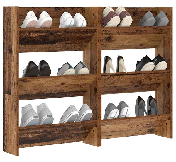 Cipőszekrény polcokkal 2 pcs Öreg fa 60 x 18 x 90 cm Faanyag