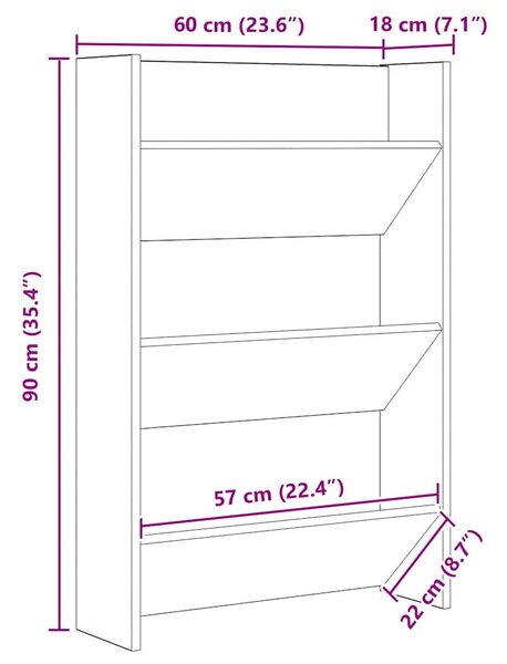 Cipőszekrény polcokkal Artisan tölgy 60 x 18 x 90 cm Faanyag
