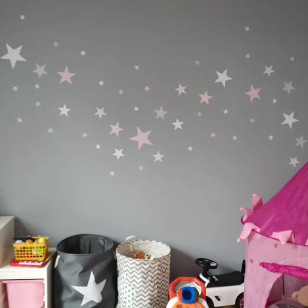 INSPIO - átragasztható textil matrica - Falmatrica - Rózsaszín csillagok