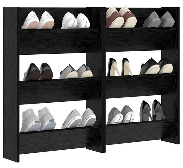 Cipőszekrény 2 pcs Fekete tölgy 60 x 18 x 90 cm Faanyag