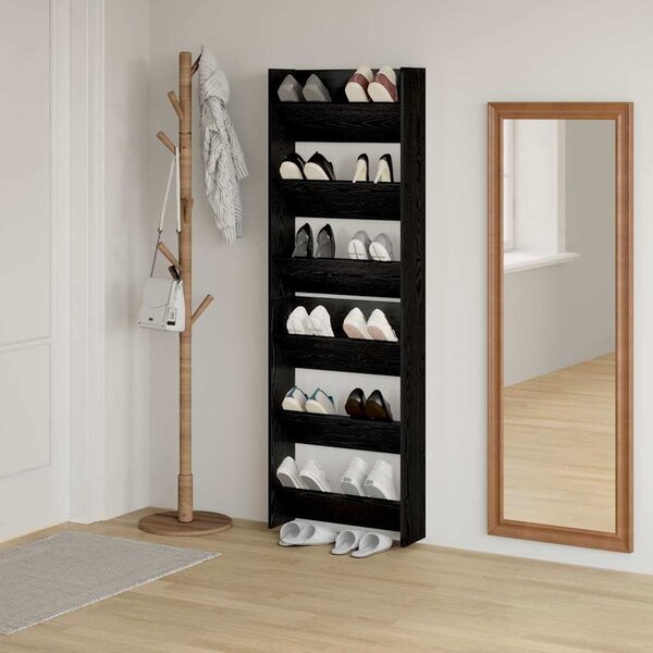 Cipőszekrény 2 pcs Fekete tölgy 60 x 18 x 90 cm Faanyag
