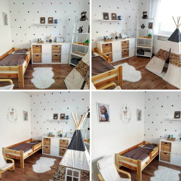 INSPIO - átragasztható textil matrica - Földszínű golyócskák, pöttyök