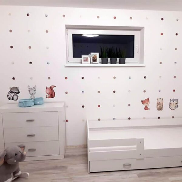 INSPIO - átragasztható textil matrica - Földszínű golyócskák, pöttyök