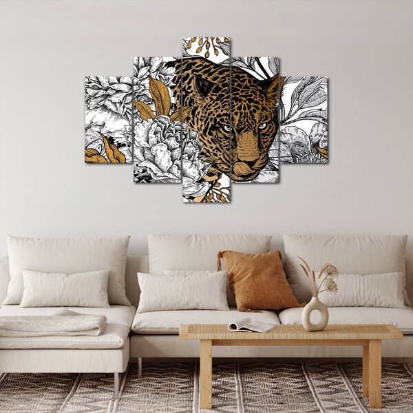 Kép - leopárd a virágok között (150x105 cm)
