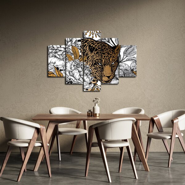 Kép - leopárd a virágok között (150x105 cm)