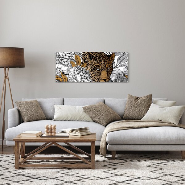 Kép - leopárd a virágok között (120x50 cm)