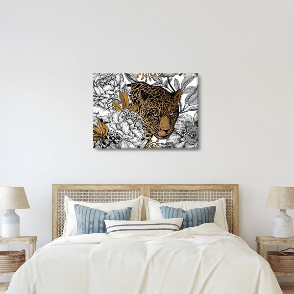 Kép - leopárd a virágok között (70x50 cm)