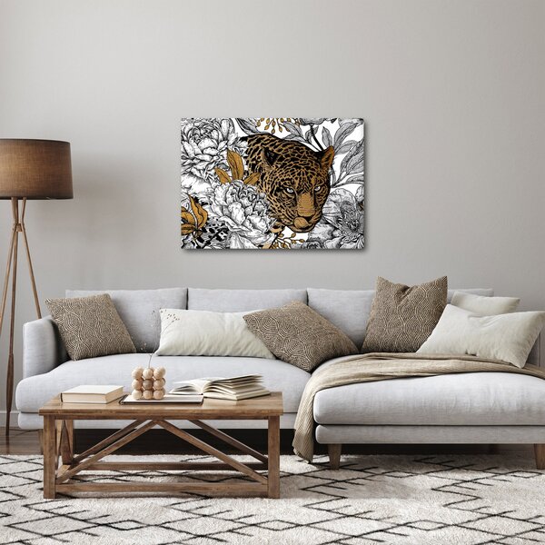 Kép - leopárd a virágok között (70x50 cm)
