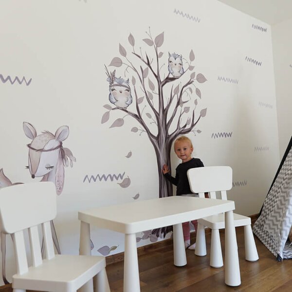 INSPIO - átragasztható textil matrica - Falmatrica- Fa barna színben