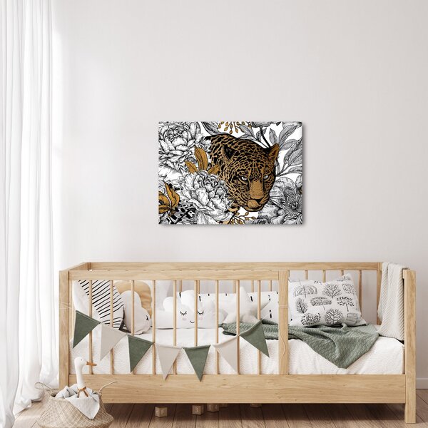 Kép - leopárd a virágok között (70x50 cm)