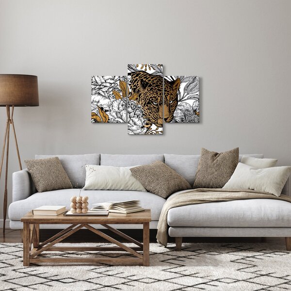 Kép - leopárd a virágok között (90x60 cm)