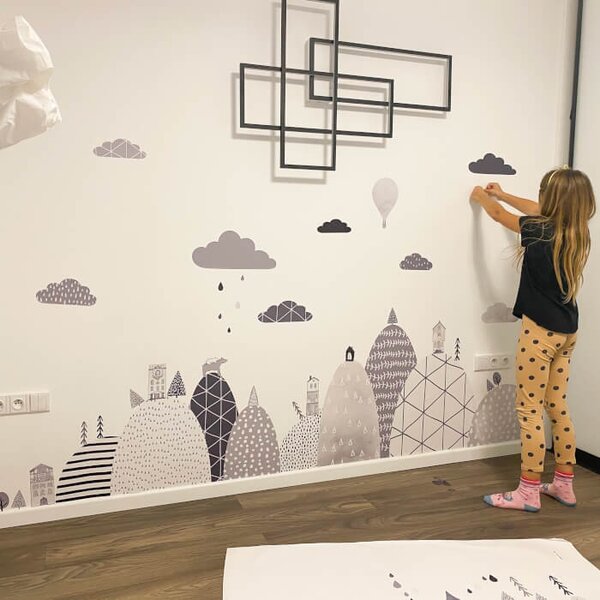 INSPIO - átragasztható textil matrica - Öntapadós falmatrica - Dombocskák