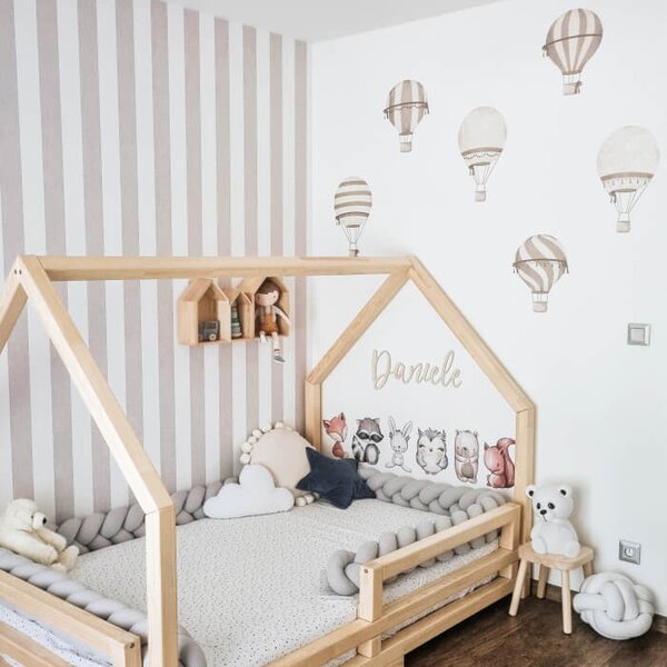 INSPIO - átragasztható textil matrica - Neutrális színű falmatrica - Hőlégballonok