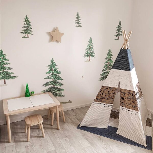 INSPIO - átragasztható textil matrica - Fákat ábrázoló falmatrica