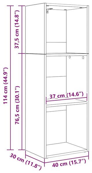 Könyvszekrény Musta tammi 40 x 30 x 114 cm Faanyag