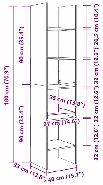 Könyvespolc Musta tammi 40 x 35 x 180 cm Faanyag