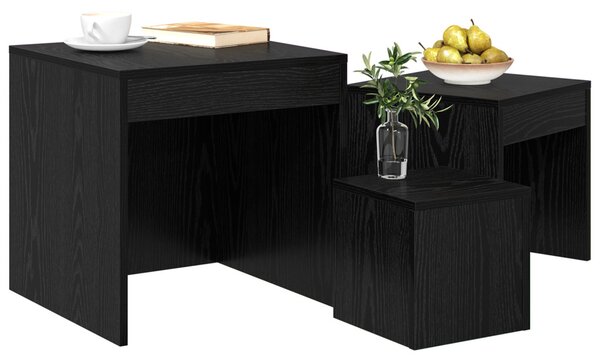 Dohányzóasztalok 3 pcs Musta tammi 45 x 45 x 45 cm Faanyag