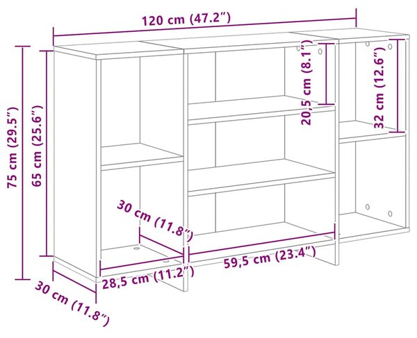Széf kézműves tölgy 120 x 30 x 75 cm Faanyag