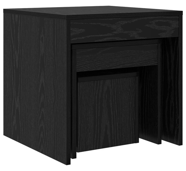 Dohányzóasztalok 3 pcs Musta tammi 45 x 45 x 45 cm Faanyag