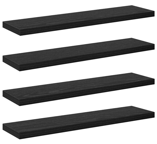 Polcos könyvespolc 4 pcs Fekete 40 x 10 x 1.5 cm Faanyag