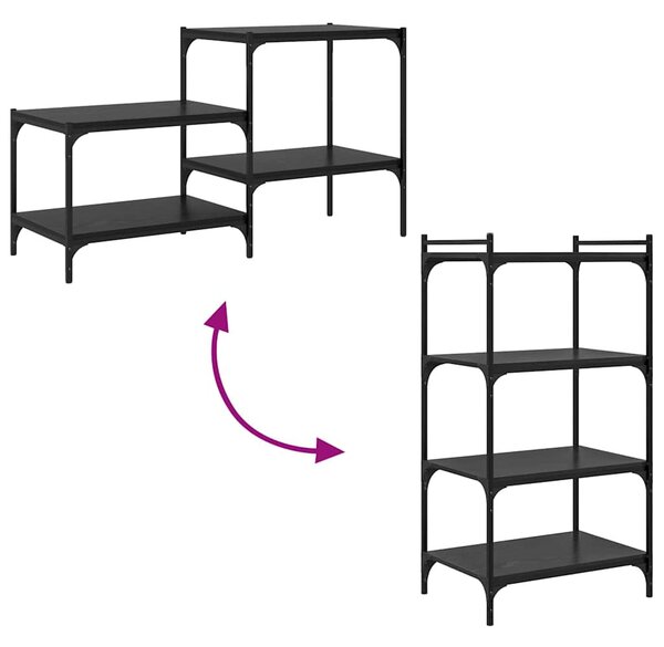 Polcos könyvespolc 4 pcs Fekete 60 x 40 x 1.5 cm Faanyag