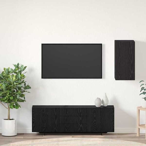 Fali TV Szekrény 30,5 x 30 x 60 cm Fekete tölgy Szerelt Fa
