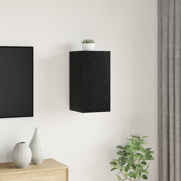 Fali TV Szekrény 30,5 x 30 x 60 cm Fekete tölgy Szerelt Fa