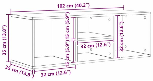 Cipő tárolópad polcokkal Musta tammi 102 x 35 x 35 cm Faanyag