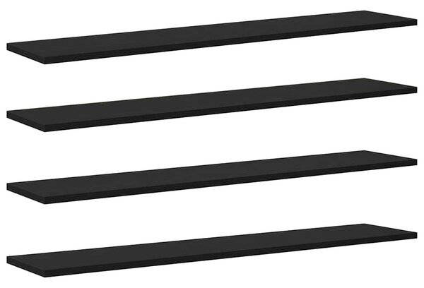 Polcos könyvespolc 4 pcs Fekete 100 x 20 x 1,5 cm Faanyag