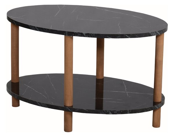Dohányzóasztal Højreby 70x44x43 cm márvány hatású, fekete [en.casa]