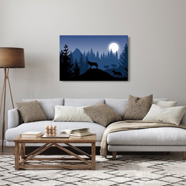Kép - Egy farkasfalka teliholdkor (90x60 cm)