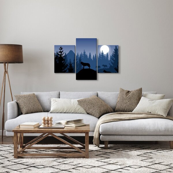 Kép - Egy farkasfalka teliholdkor (90x60 cm)