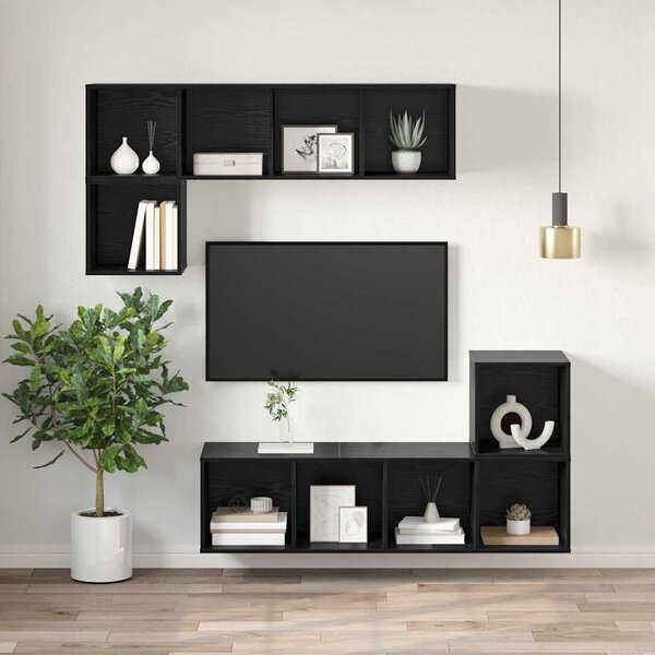 TV szekrény garnitúra Fekete tölgy 37 x 37 x 107 cm Faanyag